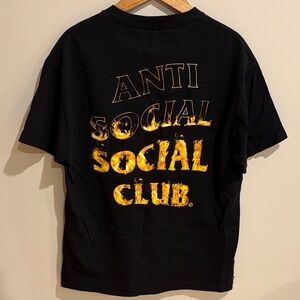 Anti Social Social Club Black Tee with Fiery Yellow Graphics